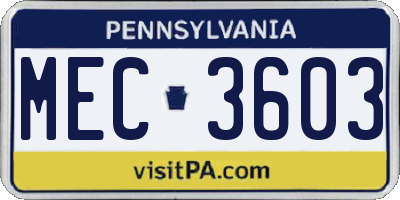 PA license plate MEC3603