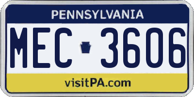 PA license plate MEC3606
