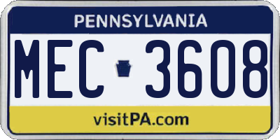 PA license plate MEC3608