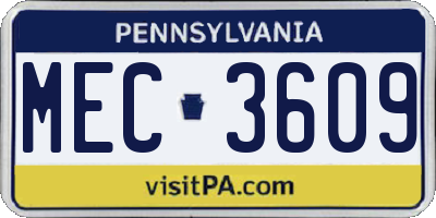 PA license plate MEC3609