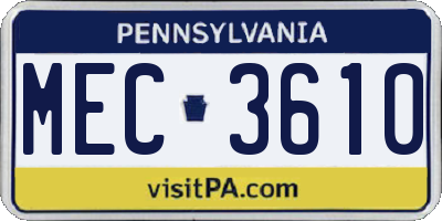 PA license plate MEC3610