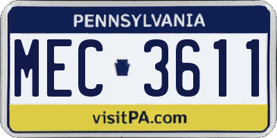PA license plate MEC3611