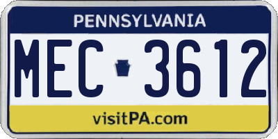 PA license plate MEC3612