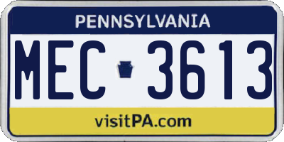 PA license plate MEC3613