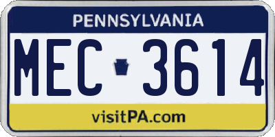 PA license plate MEC3614