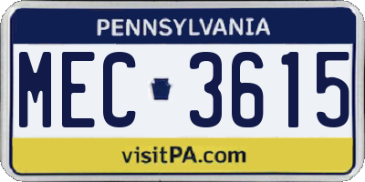 PA license plate MEC3615