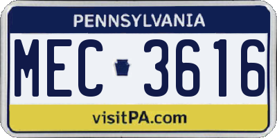 PA license plate MEC3616