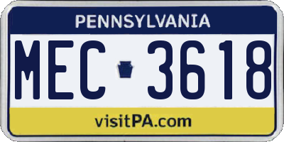PA license plate MEC3618