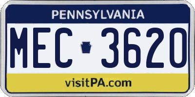 PA license plate MEC3620