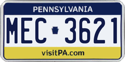 PA license plate MEC3621