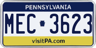 PA license plate MEC3623