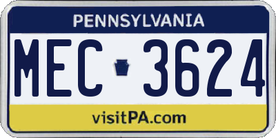 PA license plate MEC3624