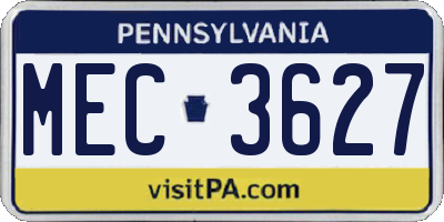 PA license plate MEC3627