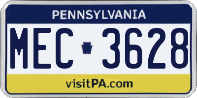 PA license plate MEC3628