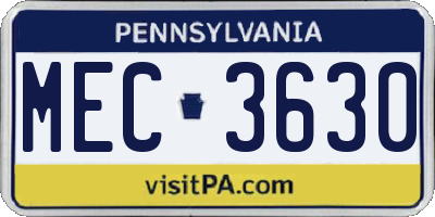 PA license plate MEC3630
