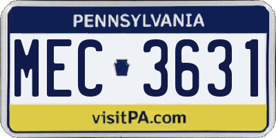 PA license plate MEC3631