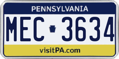 PA license plate MEC3634