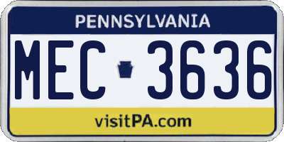 PA license plate MEC3636