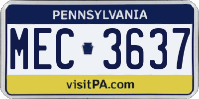 PA license plate MEC3637
