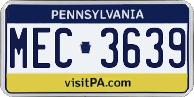 PA license plate MEC3639
