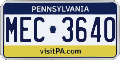 PA license plate MEC3640