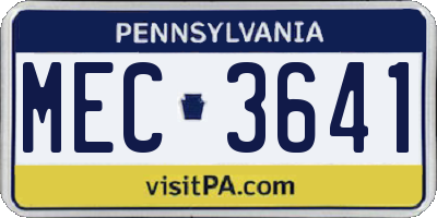 PA license plate MEC3641
