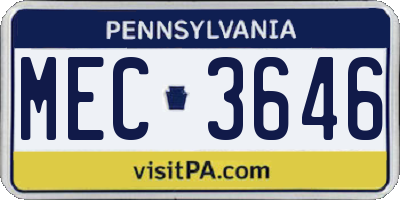 PA license plate MEC3646