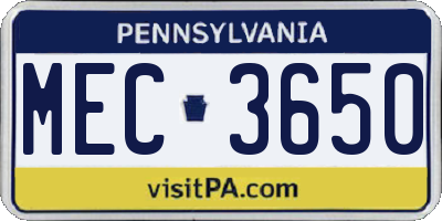 PA license plate MEC3650