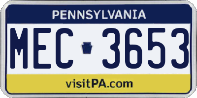 PA license plate MEC3653