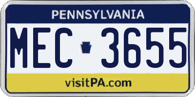 PA license plate MEC3655