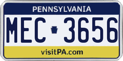 PA license plate MEC3656