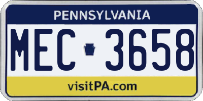 PA license plate MEC3658