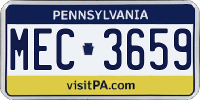 PA license plate MEC3659