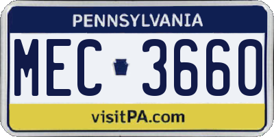 PA license plate MEC3660