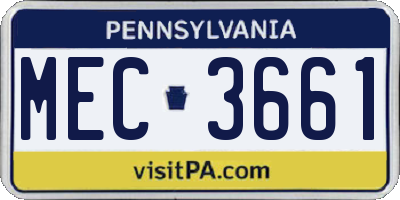 PA license plate MEC3661