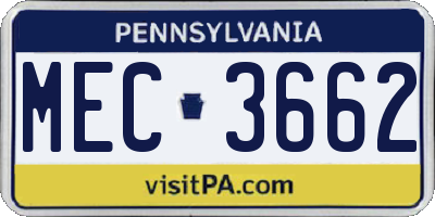 PA license plate MEC3662