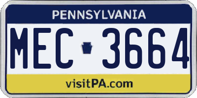 PA license plate MEC3664