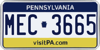 PA license plate MEC3665