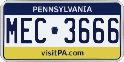 PA license plate MEC3666
