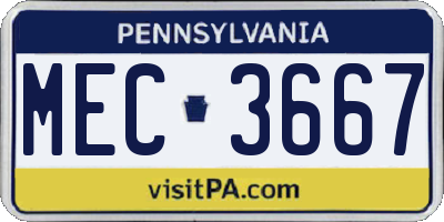 PA license plate MEC3667
