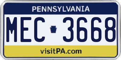 PA license plate MEC3668