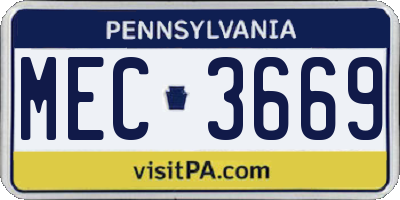 PA license plate MEC3669