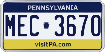 PA license plate MEC3670