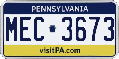PA license plate MEC3673