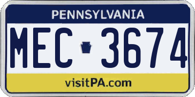 PA license plate MEC3674