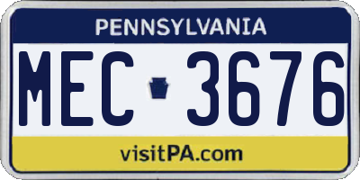 PA license plate MEC3676
