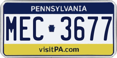 PA license plate MEC3677