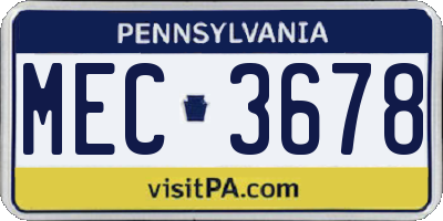 PA license plate MEC3678