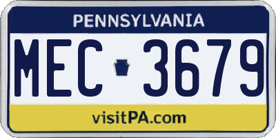 PA license plate MEC3679