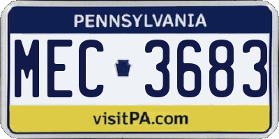 PA license plate MEC3683